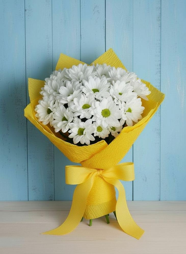 Букет Застенчивые лепестки в Алтухово Букет цветов из: Хризантемы в Алтухово