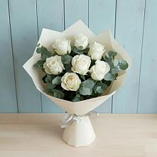 Букет Белые розы в Эвкалипте в Алтухово